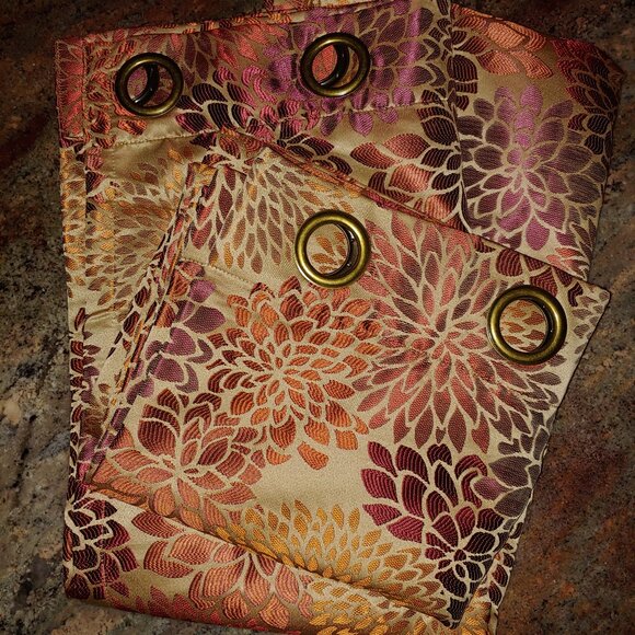 Pier 1 Imports Satinated Floral Shimmery Lined Curtain Set 50x84" (2) - Picture 1 of 9